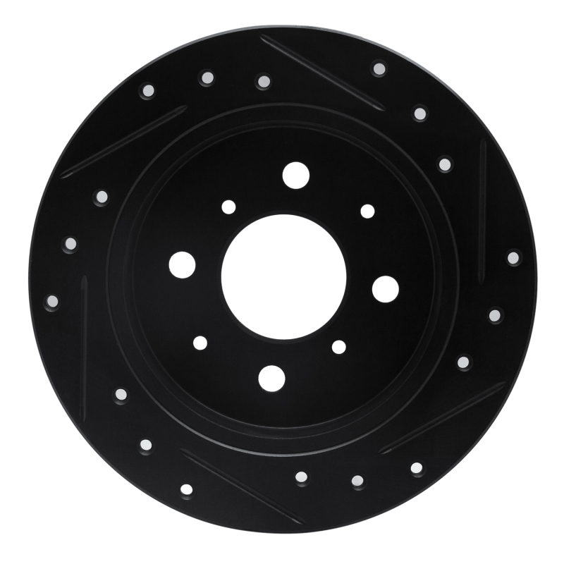 Acura Integra Brake Rotor (1) - Rear Left - R1 Concepts - Drilled & Slotted - Black - `88-`01